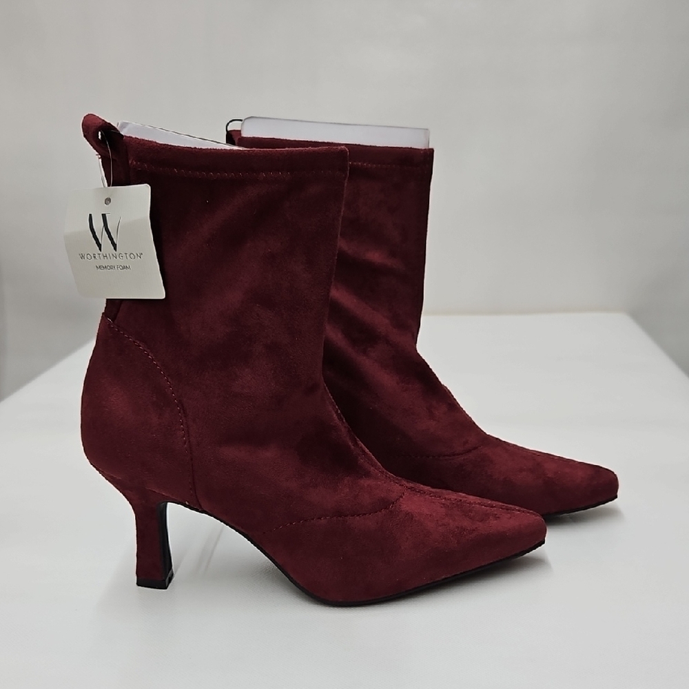 Worthington Burgundy Suede Ankle Boots